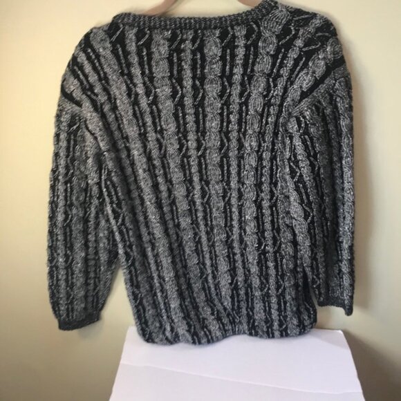 Franco Valeri Vintage 80s Cable Knit Metallic Knit Sweater Top Tunic Chunky Rare - Picture 2 of 11
